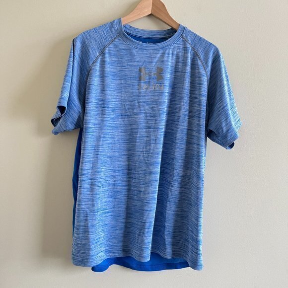 Under Armour Mens Heat Gear Mesh 'Run' SS Fitted T-shirt 1266017‎ Size XL Blue - Picture 1 of 4